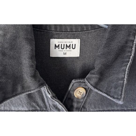 Show Me Your Mumu Cannon Romper Womens Size Medium Washed Black Denim Distressed - Picture 6 of 7